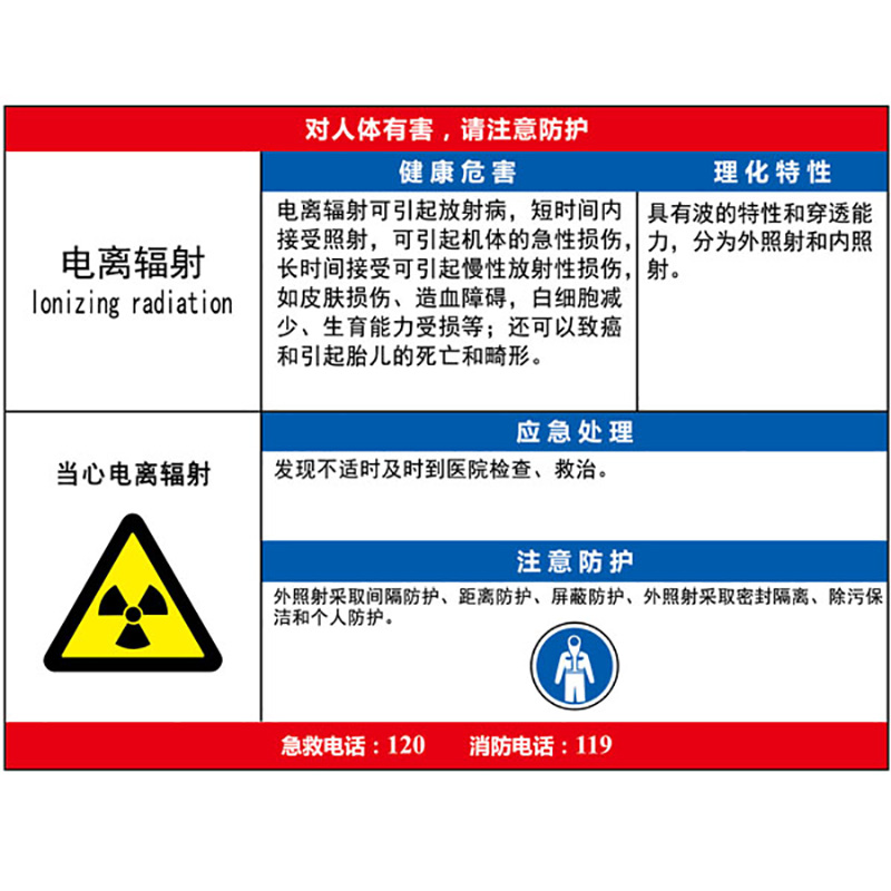 电离辐射职业危害告知卡  KCL/可兹尔  KCL254667