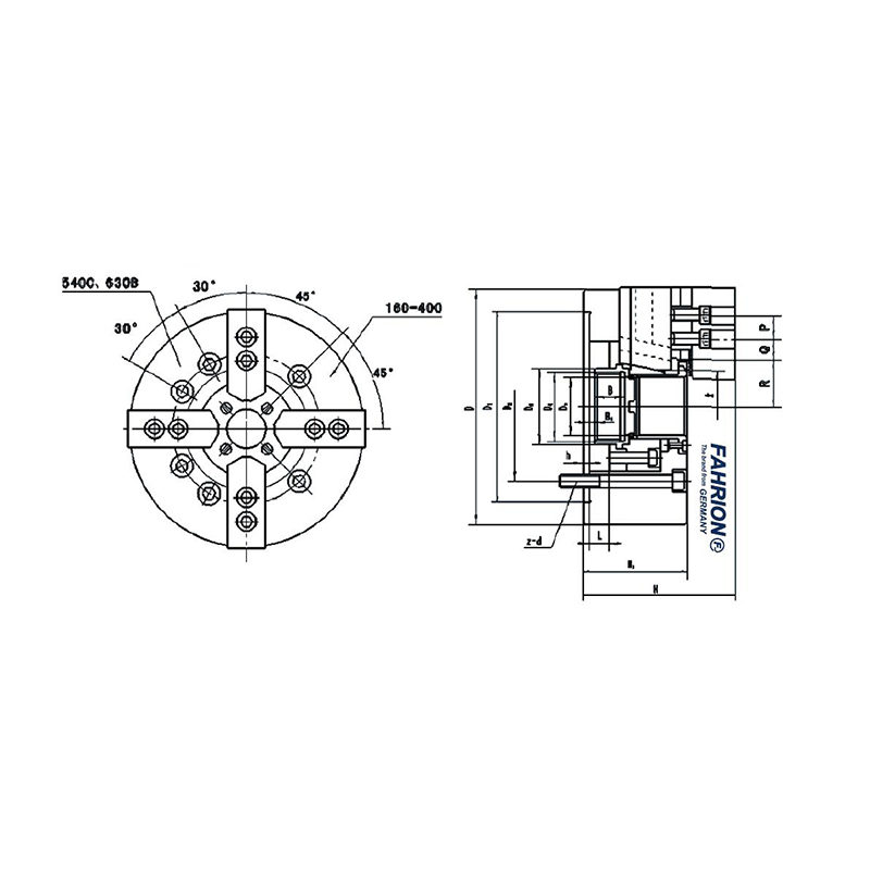 四爪楔式通孔动力卡盘  FAHRION/飞日诺  F52F160