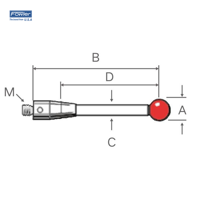 红宝石球测针(碳化钨测杆)  FOWLER/福勒  54-404-288