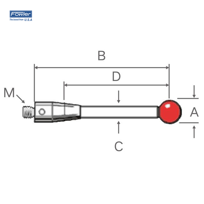 红宝石球测针(碳纤维测杆)  FOWLER/福勒  54-404-332