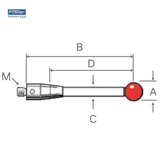 红宝石球测针(碳化钨测杆)  FOWLER/福勒  54-404-375