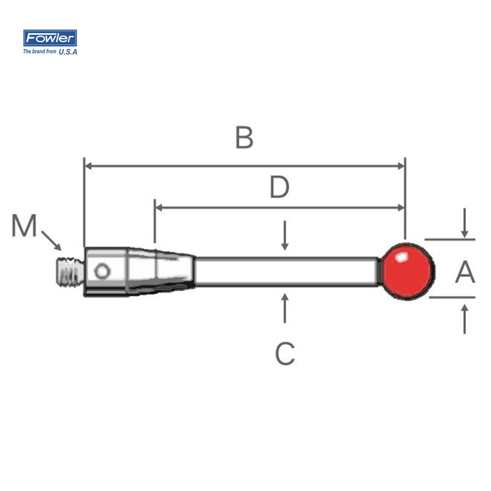 红宝石球测针(碳纤维测杆)  FOWLER/福勒  54-404-461