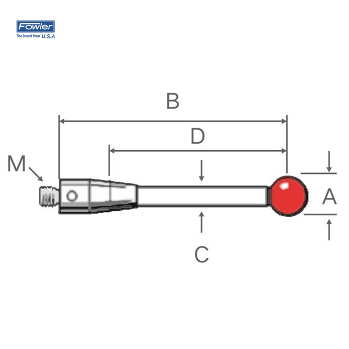 红宝石球测针(碳纤维测杆)  FOWLER/福勒  54-404-487