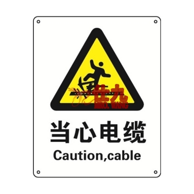 安赛瑞 SAFEWARE 30847 警告类安全标识（当心电缆）1.5mm厚ABS工程塑料板，250mm（W)×315mm(H)，中英文