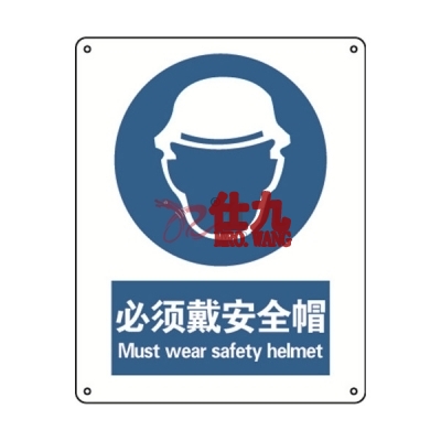 安赛瑞 SAFEWARE 31000 强制类安全标识（必须戴安全帽）1.5mm厚ABS工程塑料板，250mm（W)×315mm(H)，中英文