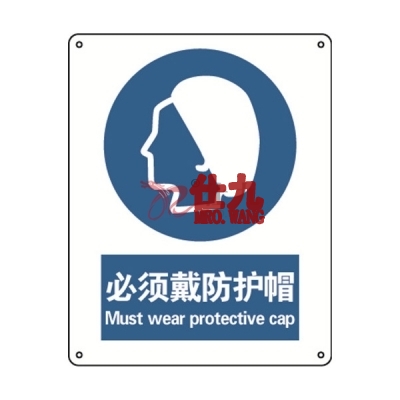 安赛瑞 SAFEWARE 31001 强制类安全标识（必须戴防护帽）1.5mm厚ABS工程塑料板，250mm（W)×315mm(H)，中英文