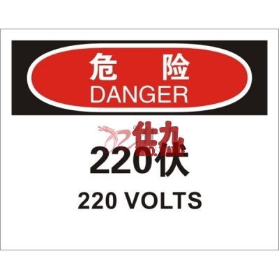 安赛瑞 SAFEWARE 31162 电气伤害标识（危险220伏）高性能不干胶，250mm（W)×315mm(H)，中英文