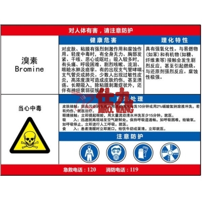 安赛瑞 SAFEWARE 14619 职业病危害告知卡（溴素）ABS板,600×450mm