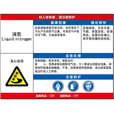 安赛瑞 SAFEWARE 14616 职业病危害告知卡（液氮）ABS板,600×450mm